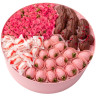 Композиция с розами, клубникой в шоколаде и Раффаэлло «Мелодия сердца»